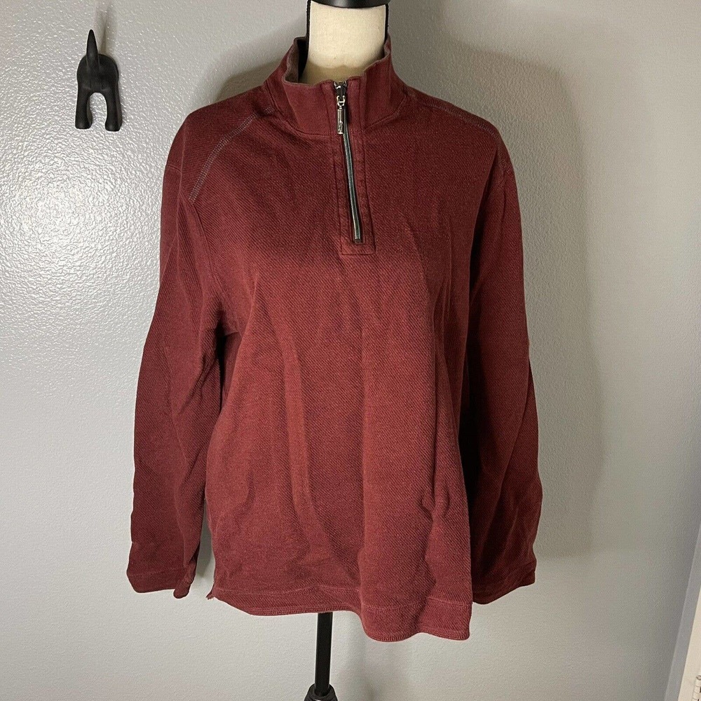 Tommy Bahama 1/4 Zip Reversible Long Sleeve Pullover Men's‎ Size L Red